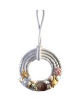 6421 - White Rope Wreath with Shells 8x15"