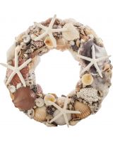 6446 - Starfish & Seashells Rattan Wreath 14"