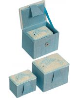 6562143 - Dolphin Blue MOP & Beads Rectangle Nested Boxes 4" & 3"