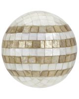 6904 - Ivory & Champagne Capiz Tiled Shell Orb 6"