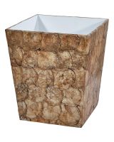 6911 - Champagne Capiz Shell Waste Basket 7.9x7.9x10.6"