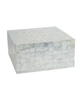 6947 - Tiled Capiz Square Box. Natural. 12x12x6"