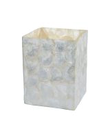 6959 - Natural All Capiz Shell Waste Basket 8x8x11"