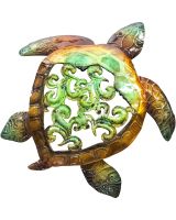 7038 - Rustic Turtle Wall Art 9" - Metal & Capiz Art