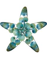 7043 - Tropical Starfish w/ Discs Wall Art 19" - Metal & Capiz Art