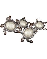 7047 - White Elegance 4 Turtles Wall Art 13x26" - Metal & Capiz Art