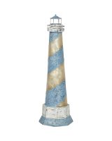 7123 - Seaside Blue Spiral Lighthouse 6x21" - Metal & Capiz Art