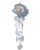 7126 - Embellished Tropical Fish Chime 9" - Metal & Capiz Art