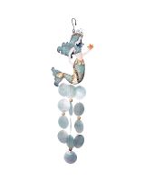 7127 - Embellished Mermaid Chime 10" - Metal & Capiz Art