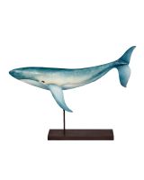 7137 - Blue White Whale on Stand - Metal & Capiz 14.5x10.5"