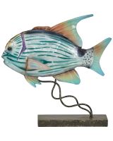 7145 - Small Jackfish on Stand 8x8" - Metal & Capiz Art