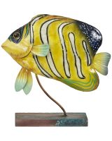 7150 - Royal Angelfish on Stand 8x8" - Metal & Capiz Art