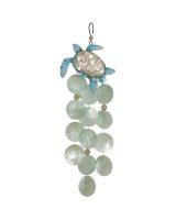 7160 - Embellished Turtle Chime - Metal & Capiz Art 16"
