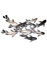 7191 - White Elegance Koi Wall Decor 30x15" - Metal & Capiz Art