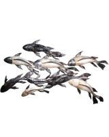 7191 - White Elegance Koi Wall Decor 30x15" - Metal & Capiz Art