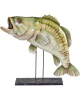 7235 - Lakeside Bass on Stand 16.5x14.25" - Metal & Capiz Art