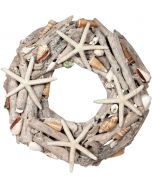 6449 - Driftwood & Finger Starfish Wreath 15"