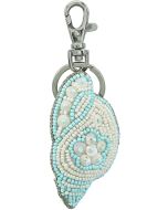 6611 - Triton Blue MOP & Beads Clip & Key Ring 3"