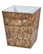 6911 - Champagne Capiz Shell Waste Basket 7.9x7.9x10.6"