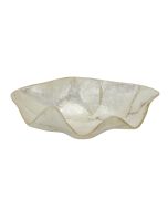 6931 - Clam Shaped Ivory Capiz Bowl 8.1x5.5x3"