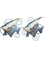 7008 - Seafoam 2 Banner Fish Wall Art 12.75" - Metal & Capiz Art