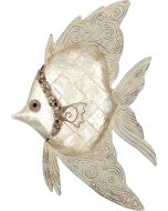 7030 - Ivory Angelfish Wall Art 8x12" - Metal & Capiz Art