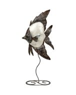 7114 - White Elegance Angelfish Stand 9x20" - Metal & Capiz Art