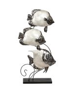 7115 - White Elegance 3 Butterflyfish Stand 10x20" - Metal & Capiz Art 10x20"