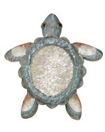 7154 - Ruffled Sea Turtle Wall Art - Metal & Capiz Art 21x20"