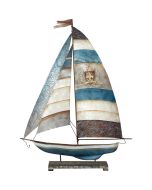 7163 - Royal Crest Sailboat on Stand - Metal & Capiz Art 31x23"
