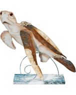 7177 - Beach Turtle Centerpiece on Stand 13.5x13.5" - Metal & Capiz Art