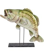 7235 - Lakeside Bass on Stand 16.5x14.25" - Metal & Capiz Art