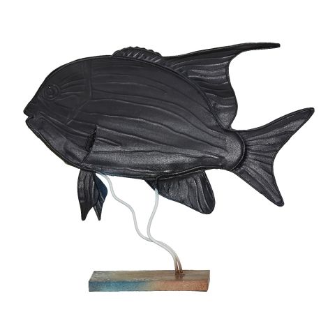 Large Jackfish on Stand - Metal & Capiz Art